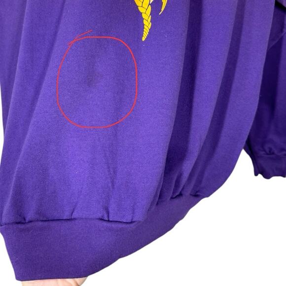 Vintage 90s Minnesota Vikings Football Sweatshirt Crewneck XL Purple NFL Raglan - Picture 4 of 6